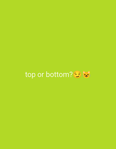 The image shows the text "top or bottom?" followed by two emojis: a winking face and a cat face. The background is a solid lime green color. There is no information about the location in Waiblingen, Germany, as this is not depicted in the image.