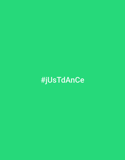 The media file is a digital image with a bright green background. Centered in the lower half of the image is the hashtag "#jUsTdAnee" rendered in white, sans-serif text. The text is capitalized in a unique way, with the 'j', 'U', 'T', 'A', and 'e' capitalized, while the 's', 'd', and 'n' are lowercase. There are no other objects, people, or discernible elements in the image. The setting appears to be a plain, solid green backdrop, suggesting a digital or graphic design context rather than a real-world scene. There are no environmental cues to suggest time of day, weather, or a specific geographic location beyond the provided context of Падгорʼеўскі сельскі Савет, Belarus, which is not visually represented in the image itself. The overall impression is minimalist and focuses solely on the text.