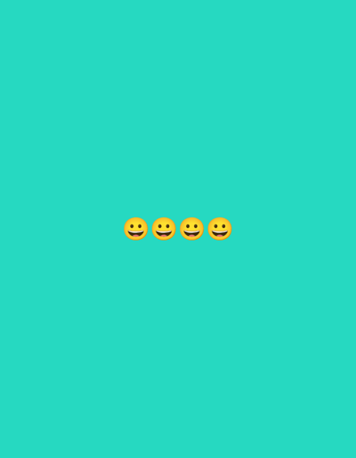 The scene, located in Vlado Trichkov, Bulgaria, depicts a digitally rendered graphic with a uniform teal background. Four identical yellow circular emojis are horizontally arrayed in the center of the image. Each emoji presents a 'grinning face' with two black oval eyes and an open-mouthed smile revealing white teeth. No human subjects, specific actions, or additional environmental details are present.