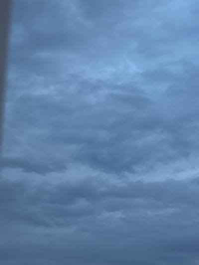 The image is a close-up of a cloudy sky, with a dark, vertical line on the left edge, possibly a building or tree. The clouds are a muted, deep blue and gray, suggesting overcast or stormy weather. There are no people, animals, or discernible objects in the sky itself. The scene is devoid of any urban context, making it impossible to determine the specific location within Appany, Russia, or any other city. The environment is purely atmospheric.