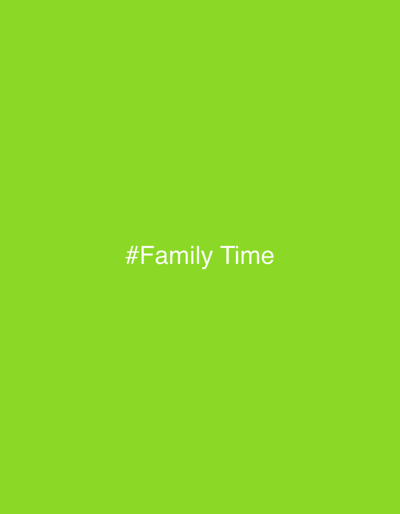 The image is a static, digitally rendered graphic featuring a solid, bright green background. Centered on the background are the white, sans-serif letters forming the hashtag "#Family Time." The image is devoid of any real-world setting, people, or objects, and therefore cannot be associated with any specific location, including Mollet del Vallès, Spain.