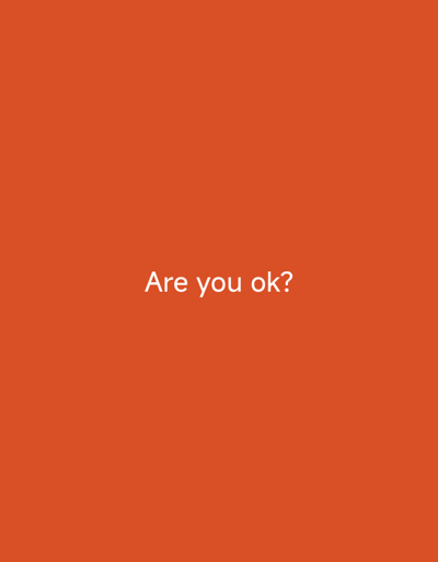 The image shows the text "Are you ok?" in white font against a solid orange background. There are no other objects, people, or environmental details visible in the image. The location in the city of Ак-Жар, Kyrgyzstan is not discernible from the image.