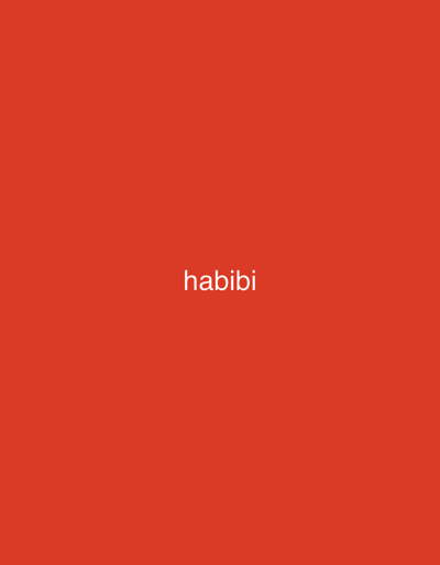 The image is a minimalist design featuring a solid, vibrant orange background. Centered on the background are the white, sans-serif letters spelling out the word "habibi." There are no other discernible objects, people, or environmental elements present in the image, and no specific location in Dolna Banya, Bulgaria, can be identified.