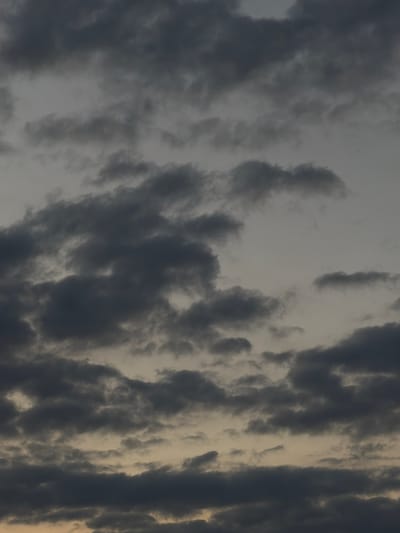 The image is a close-up, vertical shot of a cloudy sky. The clouds are dark gray and appear to be thick and textured, with lighter, almost yellowish areas visible between them, suggesting either a break in the clouds or a sunset/sunrise. The overall impression is of an overcast or possibly stormy sky. The image does not contain any discernible elements related to the city of Buffalo Grove, United States of America, nor does it depict any people, subjects, objects, or actions.
