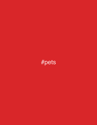 The image displays a solid, uniform red background. Centered horizontally and vertically on this background is the white text "#pets". There are no people, other subjects, physical objects, actions, or interactions depicted. The environment consists solely of this red graphical field. The image provides no visual information to establish a physical location, therefore it cannot be situated within the city of Anavissos Municipal Unit, Greece based on its visual content.
