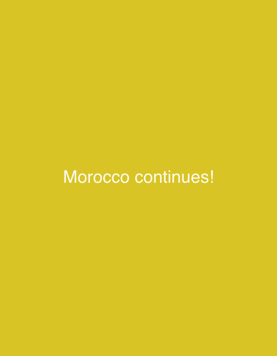 The image is a plain, solid yellow background with white text centered in the frame. The text reads "Morocco continues!". There is no information about Brenitsa, Bulgaria, in the image.