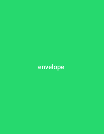 The image is a static, medium shot of a solid bright green background. Centered horizontally and slightly below the vertical midpoint of the image is the word "envelope" rendered in a clean, white, sans-serif font. The text is crisp and clearly legible against the vibrant green backdrop. There are no people, objects, or discernible scene details other than the text. The lighting appears even and consistent, suggesting a studio setting or a uniformly lit environment. There are no indications of time of day, weather, or location cues. The overall presentation is minimalist and focuses solely on the word displayed. The context of Wuro Sani, Nigeria, is not visually represented within the image itself.