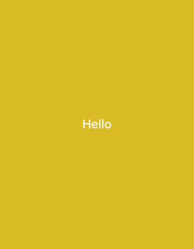 A digital image features a solid yellow background with the word "Hello" centered in white text. There are no other objects or subjects visible. The image is simple and unadorned. The location in the city of Couthenans, France is irrelevant to this image, as the image contains only text on a solid background.