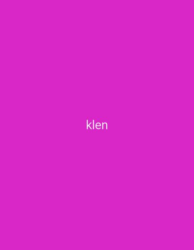 The image shows the word "klen" in white text against a magenta background. There is no other information present in the image to indicate a location in Chaponnay, France, people, subjects, objects, actions, interactions, or specific environment.