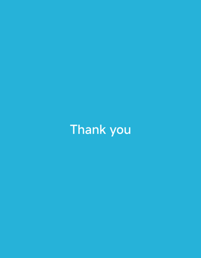 The image displays a plain, vibrant blue background with the text "Thank you" centered in white. There are no people, subjects, objects, actions, or interactions visible in the image. The environment is a solid color, offering no environmental context. There is no information in the image that would allow for its location in the city of Miasskoye, Russia.