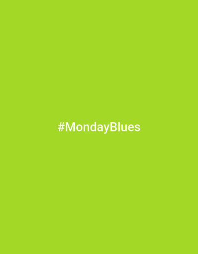 The image is a solid, bright lime green background with the white text "#MondayBlues" centered horizontally. The text is large and in a sans-serif font. There are no people, objects, actions, or interactions visible in the image, and no specific location in Ходаево, Russia can be determined.