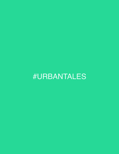 This is a digital image featuring a plain, bright green background. Centered on the background in white sans-serif text is the hashtag "#URBANTALES". There are no people, objects, or discernible scenes or settings visible in the image. The image is a simple graphic design with text.