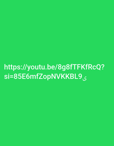 A lime green background presents the URL "https://youtu.be/8g8fTFKfRcQ?si=85E6mfZopNVK_KBL9" in white text. The text is centered horizontally and positioned towards the lower middle of the image. The "si" parameter suggests a shared video link, likely from YouTube.