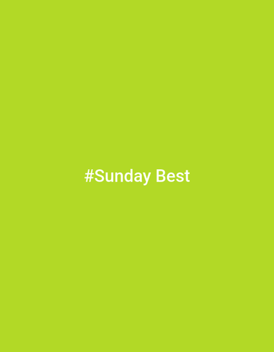 The image is a solid, bright lime green background. Centered on the background, in white, sans-serif text, is the hashtag "#Sunday Best". The text appears to be a digital graphic and is not associated with any specific location in Verkhniye Tatyshly, Russia, as there are no discernible environmental features or geographical markers.