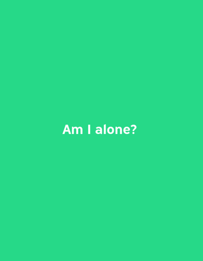 The image is a solid green background with the text "Am I alone?" in white lettering centered on the screen. The coordinates provided are for the city of Antananarivo, Madagascar. The image does not depict any location, person, or object beyond the text.