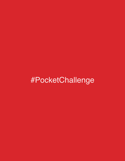 The image is a digital graphic featuring the text "#PocketChallenge" in white, sans-serif font, centered on a solid red background. There are no discernible elements related to the city of Tejeda, Spain, or any people, actions, or interactions.