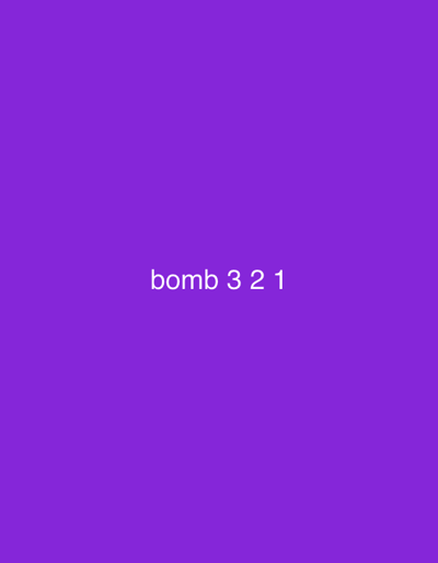 The image is a static, plain purple background with white text that reads "bomb 3 2 1". There is no identifiable location in the city of Lukhovitsy, Russia. The image contains no people, subjects, objects, actions, or interactions. The environment is simply a solid color.