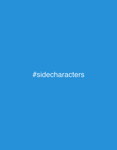 The image displays a solid, uniform blue background. Centered horizontally and vertically on this field is white text, consisting of the hashtag symbol followed by the word "sidecharacters," rendered in a sans-serif typeface. No other visual elements, figures, objects, or environmental details are present. The scene is presented as being located in St. Christoph, Austria, though no specific geographical features are discernible in the image itself. There are no individuals, actions, or interactions depicted.
