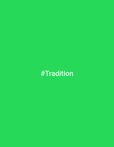 The image features a solid, vibrant green background, serving as a minimalist canvas. Centrally placed on this green field is the white text "#Tradition," rendered in a clear, sans-serif typeface. There are no other discernible subjects, objects, or scene details within the frame; no people, buildings, or natural elements are visible. The image is a simple graphic, devoid of specific activities or events taking place. Notable details include the vivid hue of green and the stark contrast provided by the white text. There are no indicators of time of day, weather, or emotional expression. Given the location context of Zlokuchene, Bulgaria, this image functions as a symbolic or thematic digital graphic, likely intended to represent or categorize content related to traditions specific to that area or cultural practices in general, using the hashtag "#Tradition" as its central message.