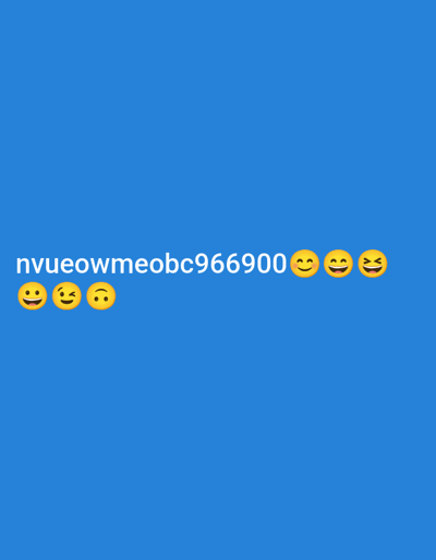 A bright blue background displays white text that reads "nvueowmeobc966900" followed by a series of five yellow emojis: a smiling face with smiling eyes, a winking face, a face with one eyebrow raised, a smiling face with smiling eyes, and a face with tears of joy. The text and emojis are located in the lower middle section of the image. The image is not taken in Nova Odesa, Ukraine, as there is no indication of location in the image.