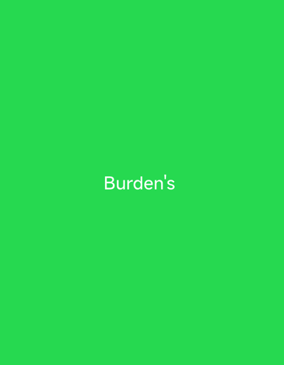 The image is a medium shot of a bright green background with the word "Burden's" written in white text in the center. The text is capitalized and centered horizontally and vertically on the screen. The background is a solid, vibrant green, with no discernible features or textures. There are no people, objects, or any other elements visible in the image besides the text and the background. The overall impression is minimalist and stark, with the focus solely on the word "Burden's." The context of Senti, Nigeria is not reflected in the visual content of the image.