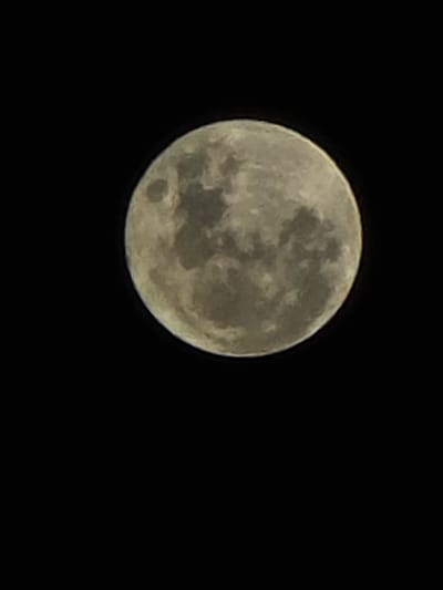 A full moon is visible against a black sky. The moon's surface shows areas of light and dark, typical of craters and lunar maria. The image appears to be a close-up, and there is no other context that would confirm a location in La Florida, Chile. No people, other subjects, or additional objects are visible.