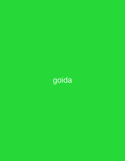 The image shows the word "goida" in white text centered horizontally and located in the lower half of a solid bright green background. No other objects, people, or environmental details are visible. There is no discernible information about the city of Yurya, Russia, or any specific location within it.