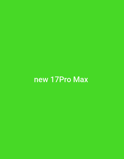 A solid bright green background displays the text "new 17Pro Max" centered horizontally near the lower middle. The text is white and sans-serif. The overall composition is simple and focuses on the textual information against the vibrant green backdrop.