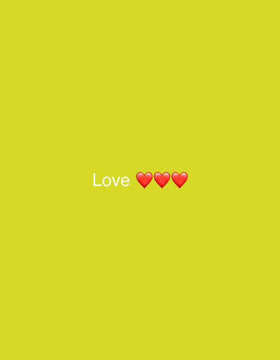 The image displays the word "Love" written in white text, followed by three red heart emojis, centered horizontally on a plain yellow background. There are no people, objects, or interactions depicted, and the image does not contain any information about the city of Subutli-Miatli, Russia.
