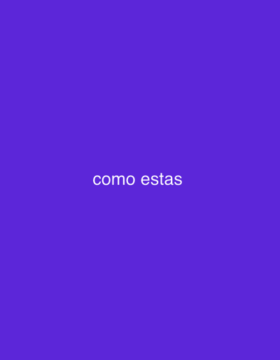 The image is a plain purple background with the Spanish words "como estas" centered in white text. There are no people, subjects, objects, actions, or interactions visible in the image. The location in the city of Malete, Nigeria is not discernible from this image.