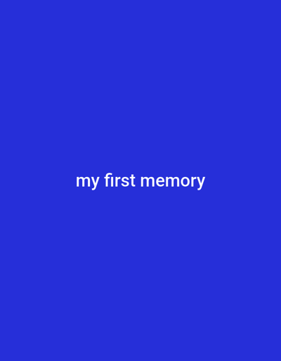 The image is a solid blue background with the words "my first memory" in white text centered at the bottom. The coordinates provided locate a point in Tulsa, Oklahoma. The image itself does not depict any physical location, people, objects or actions.