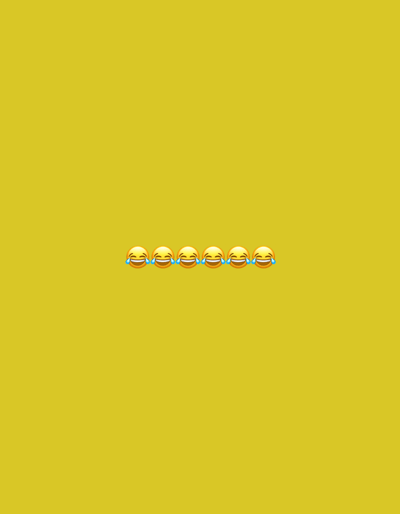 The image displays a plain yellow background with a horizontal row of six identical "Face with Tears of Joy" emojis centered near the bottom. There are no people, specific objects, or discernible environmental details present. The scene is entirely abstract and lacks any geographical context, therefore it cannot be located in Safari, Nigeria or any other specific location.