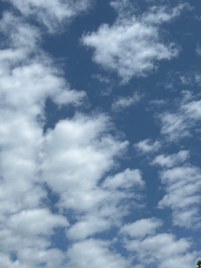 The image shows a sky with scattered white clouds against a blue background. There are no people, subjects, or objects visible in the image, nor are there any actions or interactions depicted. The environment is solely the sky. The location in the city of Wershofen, Germany, is not evident from the image itself.