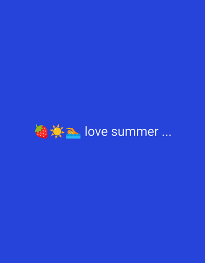 The image is a digital graphic on a solid blue background. In the bottom center of the image, there are three emojis: a strawberry, a sun, and a person swimming in water. To the right of the emojis, the text "love summer ..." is displayed in white, sans-serif font. The image does not contain any information about Berezivka, Ukraine, nor does it depict any real-world scene.