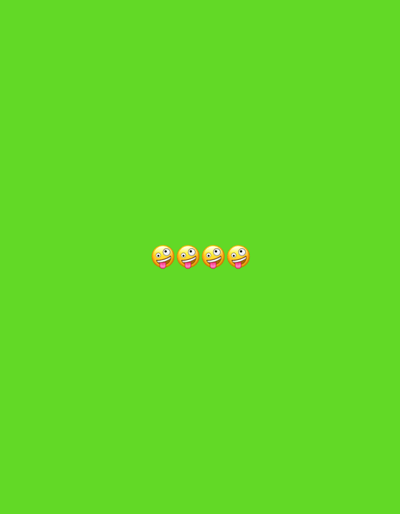 Four grinning emojis with their tongues sticking out are arranged horizontally in the center of a vibrant lime green background. The emojis are identical. The background is a uniform solid color, indicating a studio setting or digitally generated image. There is no discernible urban environment, street, or any indication of a specific city or location like Vecstropi, Latvia.