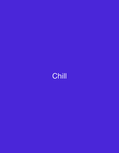 The image is a solid color background of a deep violet. In the center of the frame, the word "Chill" is written in white sans-serif font. There are no people, objects, or any discernible environmental context present in the image. The location of Canet d'en Berenguer, Spain, is irrelevant to the visual content of this image.