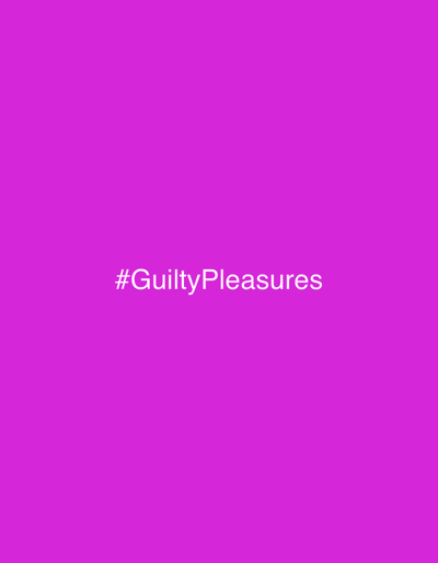 The image is a solid purple background with the white text "#GuiltyPleasures" in the center. It is impossible to determine the location in Des Plaines, United States of America, as the image provides no visual cues related to a physical location. There are no people, subjects, objects, actions, interactions, or environmental details to describe besides the text and color.