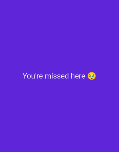 The image is a screenshot of a digital message with white text on a solid purple background. The text reads "You're missed here" followed by a sad emoji with wide, teary eyes. The image does not contain any elements that would allow for identification of a specific location in Waiblingen, Germany, or any other geographical place.