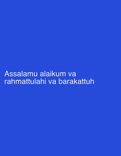 This is a vertical, full-frame image of a solid, deep blue background. In the lower left quadrant, white text is displayed on two lines. The top line reads "Assalamu alaikum va", and the bottom line reads "rahmat tulahi va barakattuh". There are no other objects, people, or discernible environmental details visible in the image. The location of Verkhnyaya Zalegoshch', Russia, is not depicted in this image.