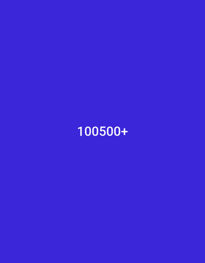 This is a full-frame image of a solid, vibrant blue background. Centered horizontally and towards the bottom of the frame, the white text "100500+" is clearly visible. There are no people, objects, or discernible scenes within the image. The setting is abstract, with the blue serving as a plain backdrop for the text. No specific time of day, weather conditions, or location cues are apparent beyond the provided context of Lebedyn, Ukraine. The emotion conveyed is neutral, primarily focusing on the stark presentation of the numerical text.