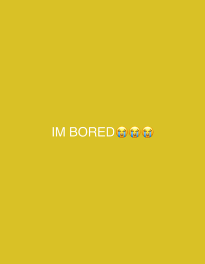 The image is a digital graphic with a solid yellow background. In the center of the image, the words "IM BORED" are written in white capital letters. To the right of the text are three crying face emojis. There are no people, objects, actions, or interactions depicted in this image. The location in the city of Kungälv, Sweden is not relevant to the content of the image.