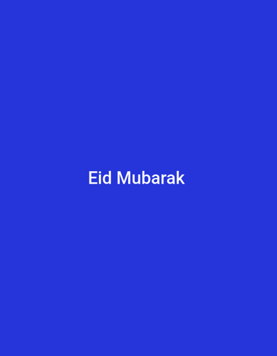 The image presents a solid royal blue background. Centrally positioned, white text reads "Eid Mubarak." No individuals, physical objects, actions, or interactions are visible. The environment is a uniform color field. The specific location in the city of Badiko, Nigeria, cannot be ascertained from the visual content of this image.