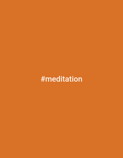 The image is a simple, minimalist graphic with an orange background. Centered on the background is the text "#meditation" in white, sans-serif font. There are no people, objects, or scenes depicted, and no specific time of day, weather, or location cues are present beyond the specified context of Surabaya, East Java. The overall emotion evoked is one of calm and simplicity, aligning with the word "meditation." The text is the sole and most notable detail.
