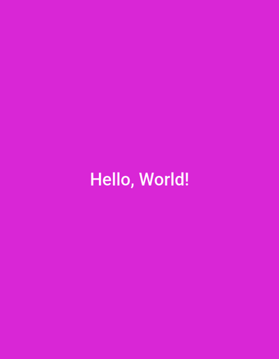 The image shows a solid pink background with the text "Hello, World!" in white centered on the screen. The coordinates provided correspond to a location in the city of Lexington, Kentucky, but there is no information in the image about the location.  There are no people, subjects, objects, or actions present in the image.