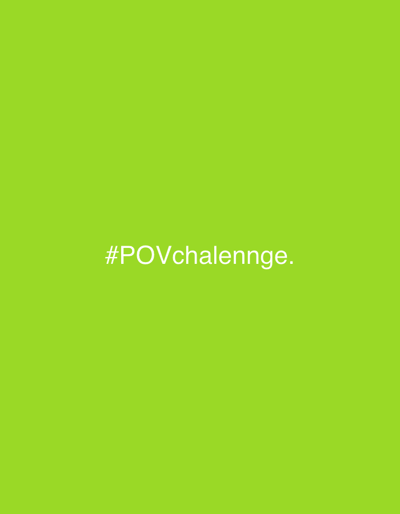 The image is a solid light green background with the hashtag "#POVchalennge." in white text centered in the lower half of the image.