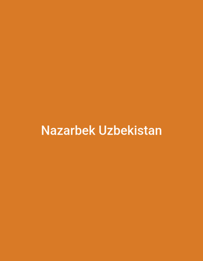 The image displays the text "Nazarbek Uzbekistan" centered against a solid orange background. The text is white and appears to be clean and readable. The overall composition is simple, with the text as the primary focus. The color palette is limited to just orange and white.