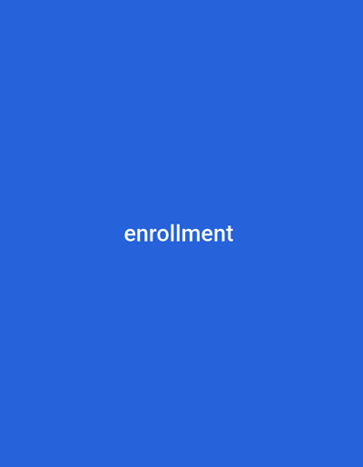 The image shows the word "enrollment" in white text against a solid blue background. The text is centered horizontally and appears towards the bottom of the frame. There are no other objects, people, or scene details visible in the image, and no information is provided about the time of day, weather, or specific location beyond the general context of Sarkin Dutse, Nigeria. The activity taking place is simply the display of the word "enrollment."