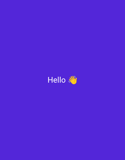 A close-up shot shows the word "Hello" written in white text on a vibrant purple background. To the right of the text, a yellow emoji of a waving hand is displayed. The background is a solid, consistent color, suggesting a digital or graphic design context. The image is centrally framed, with the text and emoji positioned in the lower half. The scene does not depict any elements related to the city of Shahrisabz City, Uzbekistan.
