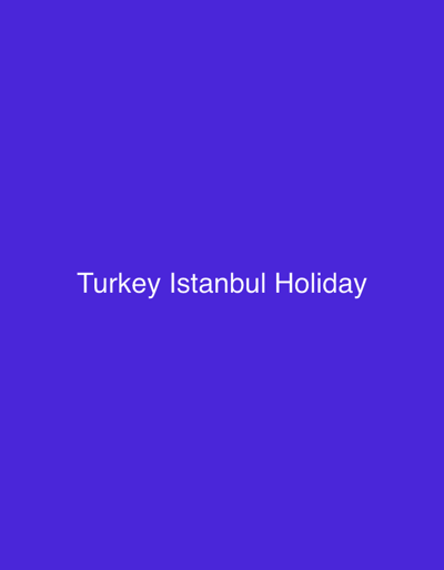 The image displays a solid, uniform purple background. Centered on this background are the white uppercase and lowercase words "Turkey Istanbul Holiday". No people, subjects, objects (other than the text), actions, or interactions are depicted. The environment is a digital graphic with a plain color field. The image provides no visual information to determine a specific physical location within the city of Zeytinburnu, Turkey, or any other geographical area.
