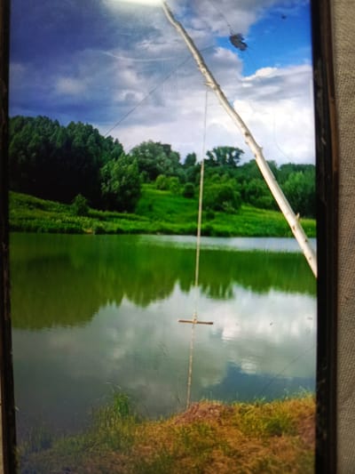 The image depicts a natural scene with a body of water and surrounding vegetation. A wooden swing hangs suspended over the water. In the background, lush green trees and rolling hills are visible under a partially cloudy sky. The scene suggests a tranquil, outdoor environment. There is no indication of the city of Svoboda, Russia, or any specific geographical markers that would place the image in that location.
